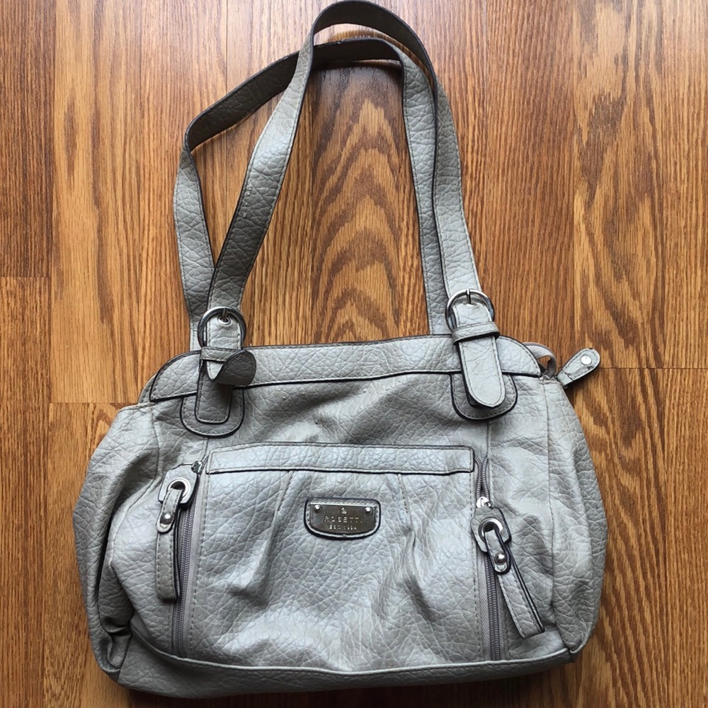 Grey faux leather purse
